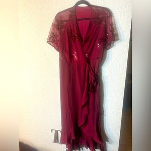 Burgundy Wrap Dress